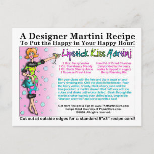 Postal con la receta de Lipstick Kiss Martini