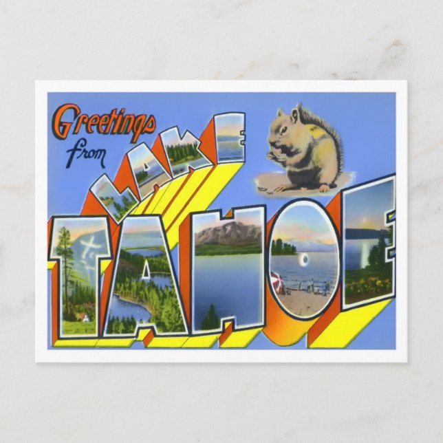 Postal con las letras grandes del lago Tahoe (Anverso)