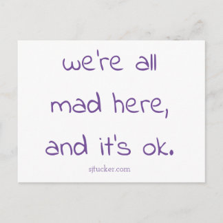 Postal con letras de "Cheshire Kitten"