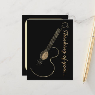 Postal con logotipo de guitarra acústica
