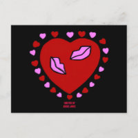 Postal con los besos del corazón