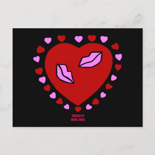 Postal con los besos del corazón (Anverso)