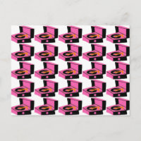 Postal con micrófono para jugador de registro rosa