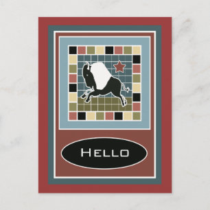 Postal con mosaico de búfalo de mosaico