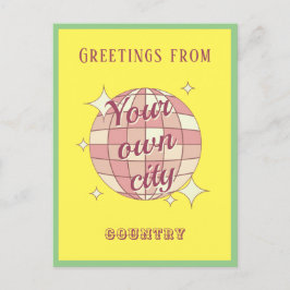 Postal con nombre de ciudad personalizable amarill