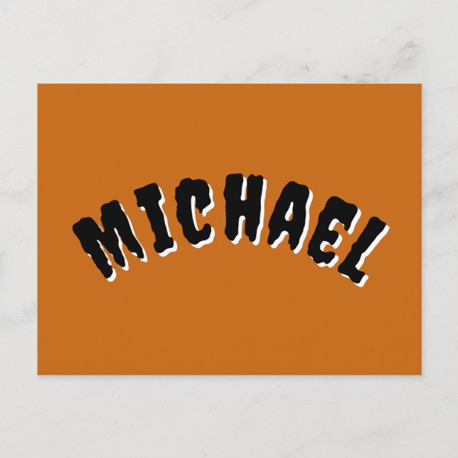 Postal con nombre fantasmagórico (Naranja oscuro y (Anverso)