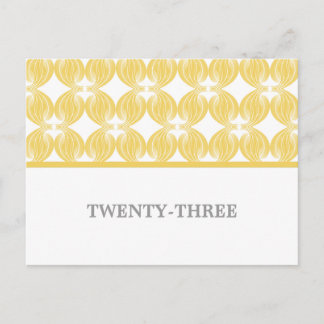 Postal con número de tabla de deco amarillo modern