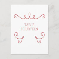 Postal con número de tabla de flor rojo y capricho