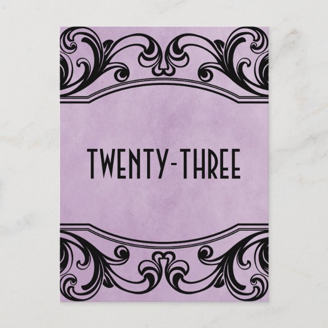 Postal con número de tabla de margaritas moradas (Anverso)