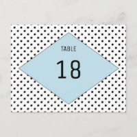 Postal con número de tabla de puntos de polka azul