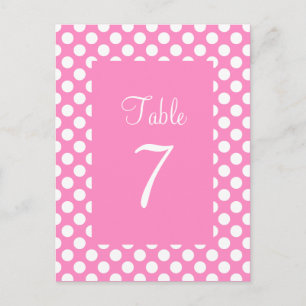 Postal con número de tabla de puntos de Polka rosa