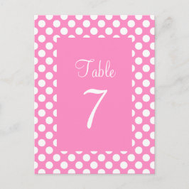 Postal con número de tabla de puntos de Polka rosa