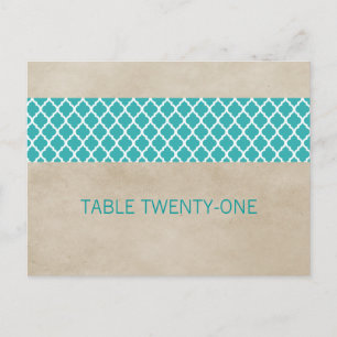 Postal con número de tabla de quatrefoil ruso verd