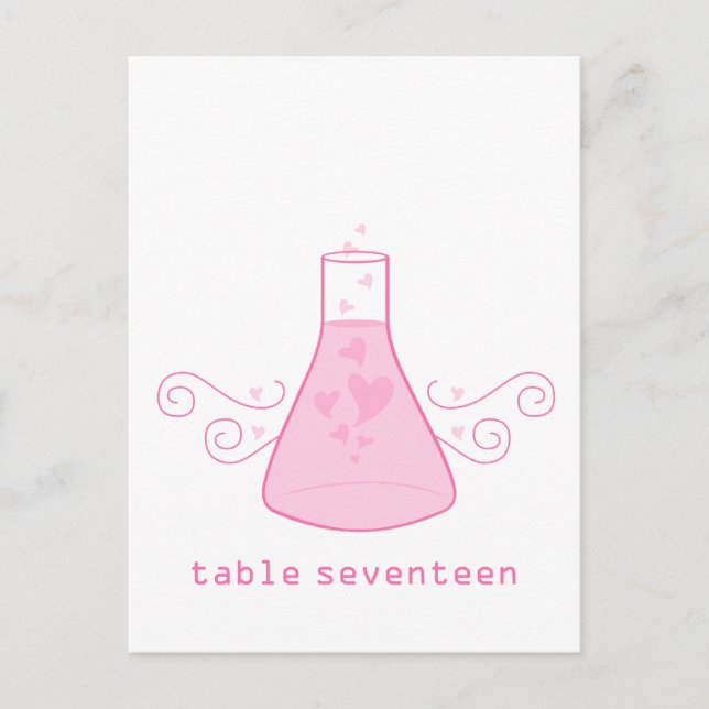 Postal con número de tabla de química dulce rosa (Anverso)