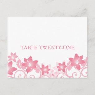 Postal con número de tabla floral simple rosa