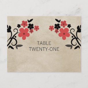 Postal con número de tabla floral vintage de dulce