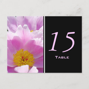 Postal con número de tabla peony japonés rosado