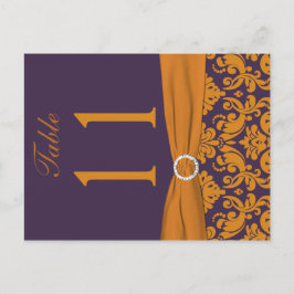 Postal con número de tabla púrpura y Naranja