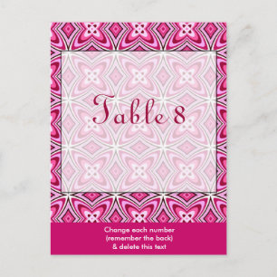 Postal con número de tabla rosa