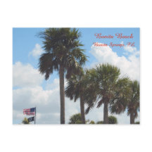 Postal con palmeras en la playa