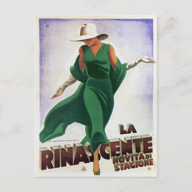 Postal con papel de moda italiano vintage (Anverso)