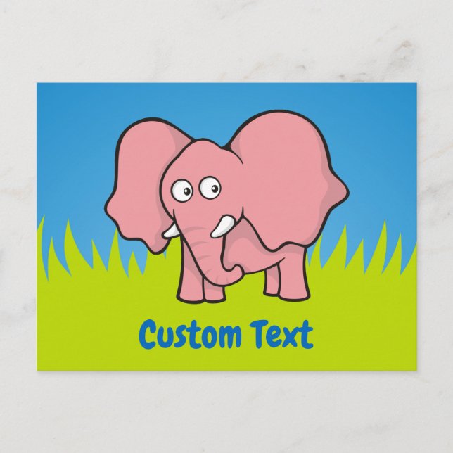 Postal con personalizado de elefante rosa (Anverso)