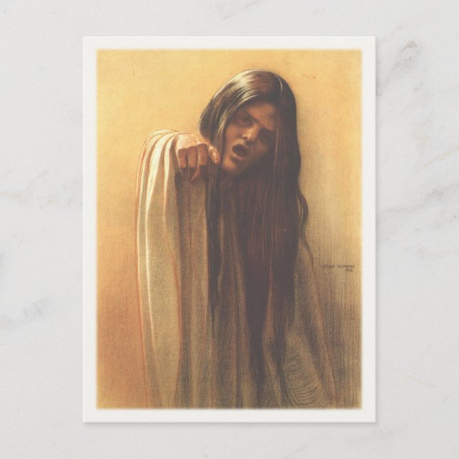 Postal con pintura de Carlos Schwabe (Anverso)