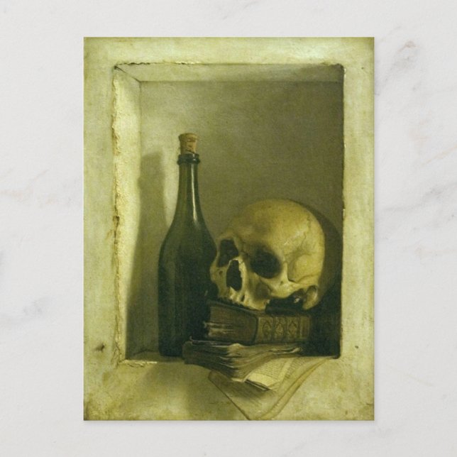 Postal con pintura de cráneo (Anverso)