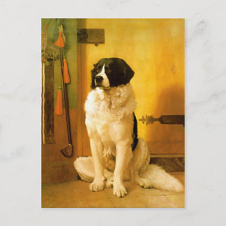 Postal con pintura de perro antigua de 1852