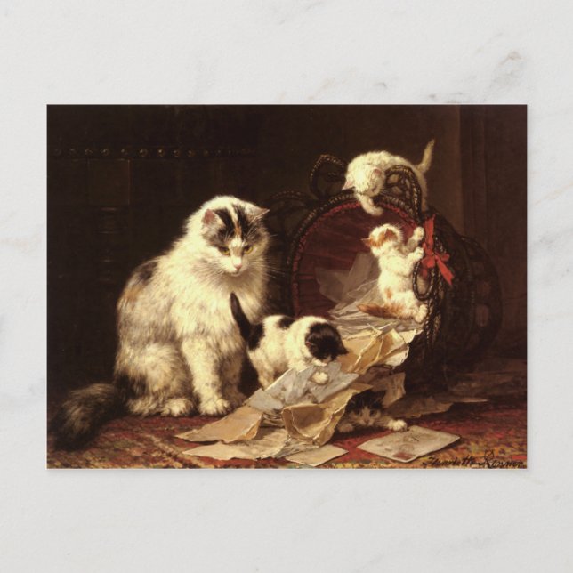 Postal Con Pintura Henriette Ronner-Knip (Anverso)