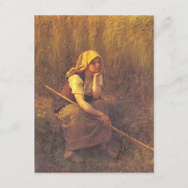 Postal con pintura Jules Breton (Anverso)
