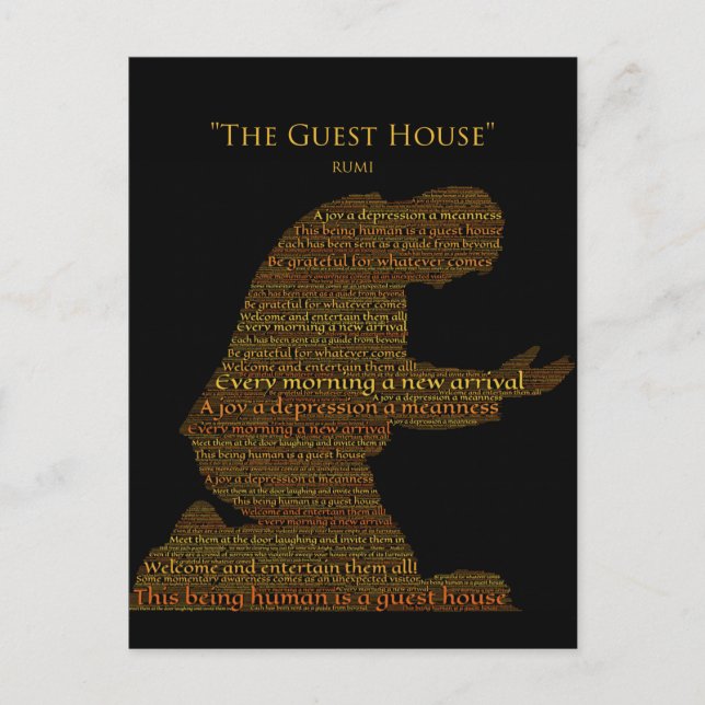 Postal con poema de Rumi "The Guest House" (Anverso)
