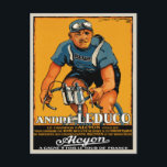 Postal con Poster de bicicleta de época<br><div class="desc">Postal vintage con poster publicitario para "Poster de bicicletas de la época Andre Leducq Alcyon" de 1932. El Alcyon fue un fabricante francés de bicicletas, automóviles y motocicletas entre 1890 y 1957, y ganó el Tour de Francia 6 veces. Cambiamos y añadimos texto y colores, así como tamaño y ubicación,...</div>