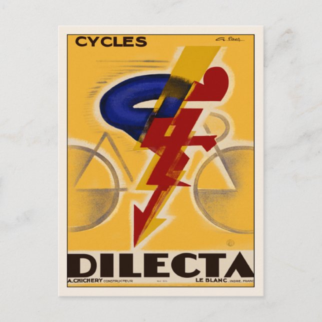 Postal con Poster de bicicleta de época (Anverso)