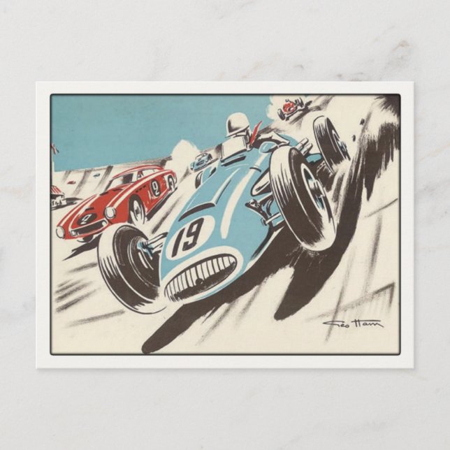 Postal con Poster de Carreras de pista (Anverso)