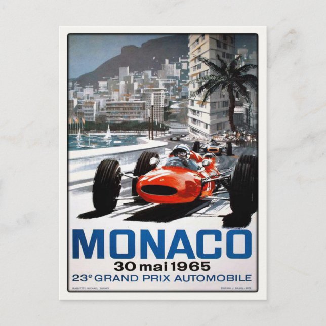 Postal con Poster del Gran Premio de Mónaco (Anverso)