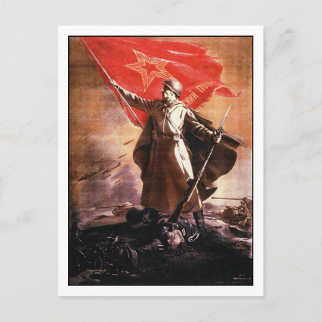 Postal con propaganda rusa de la Segunda Guerra Mu (Anverso)