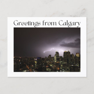 Postal con rayo sobre Calgary