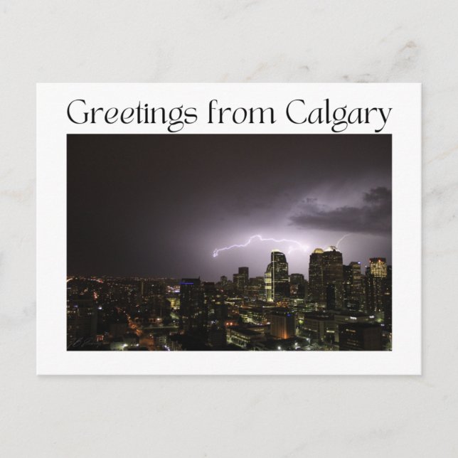 Postal con rayo sobre Calgary (Anverso)