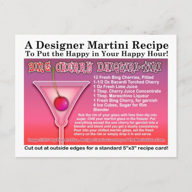 Postal con receta de Bing Cherry Daiquiri Martini (Anverso)