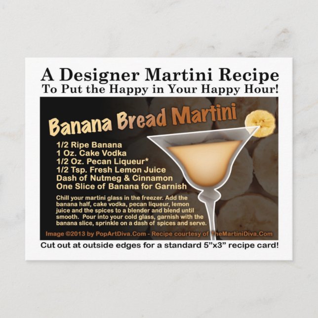 Postal con receta de Martini Banana Bread (Anverso)