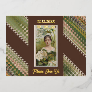 Postal Con Relieve Metalizado 50.º cumpleaños Personalizado Invitación Bellezas 