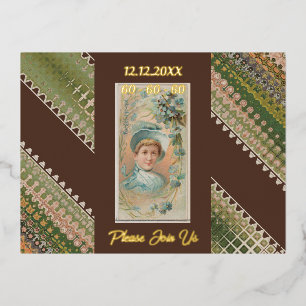 Postal Con Relieve Metalizado 60.º cumpleaños Personalizado Invitación Bellezas 