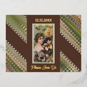 Postal Con Relieve Metalizado 70.º cumpleaños Personalizado Invitación Bellezas 