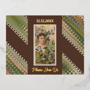 Postal Con Relieve Metalizado 70.º cumpleaños Personalizado Invitación Bellezas 