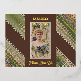 Postal Con Relieve Metalizado 70.º cumpleaños Personalizado Invitación Bellezas 