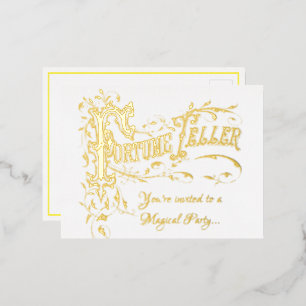 Postal Con Relieve Metalizado Elegante Magic Show Birthday Party Invitación