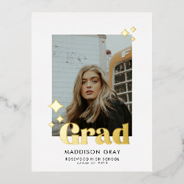 Postal Con Relieve Metalizado Invitación de graduación moderna Invitación a la c