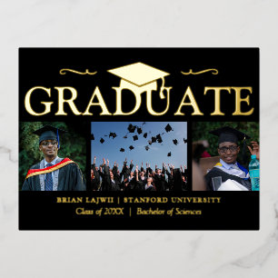 Postal Con Relieve Metalizado Moderna Invitación de graduación fotográfica de 3