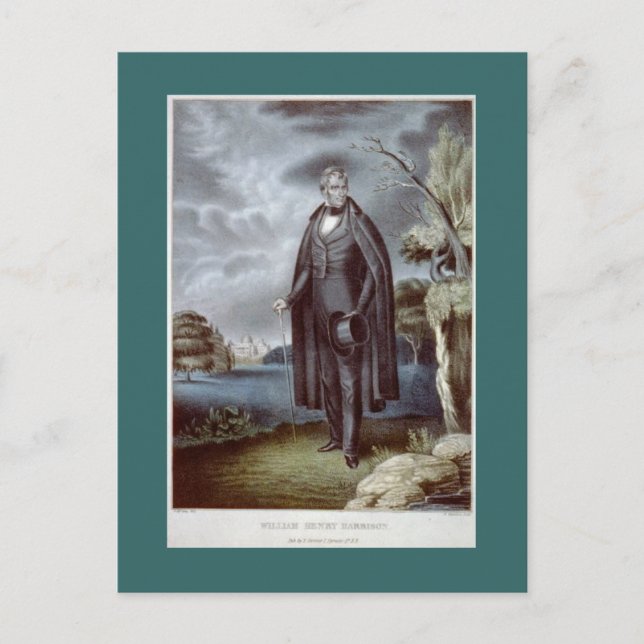 Postal con retrato de William Henry Harrison (Anverso)